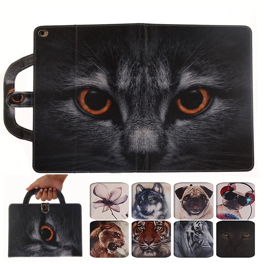 

Misolocat for Apple iPad Air 2 Case Stand Flip Cover Tablet Funda Portable Handbag Capa Coque Cat Dog Tiger Lion Wolf