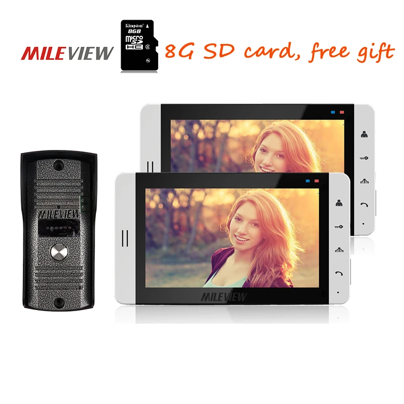 

New Wired 7" Color Recording Video Intercom Door Phone System + 2 Screens + Night Vision Outdoor Camera In Stock Free Shipping