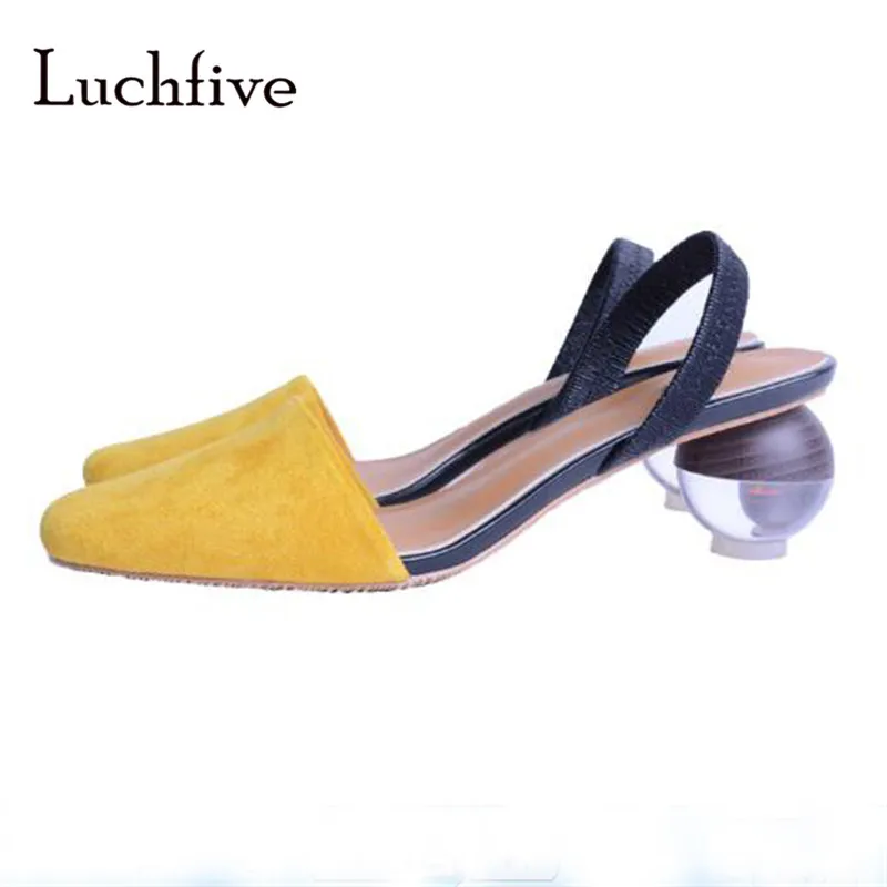 

Summer fashion cover toe women sandals solid shallow slip on female shoes strange heels yellow white sandalia feminina 2018