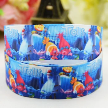 

7/8'' 22mm,1" 25mm,1-1/2" 38mm,3" 75mm Trolls Cartoon Character printed Grosgrain Ribbon party decoration X-01353 10 Yards