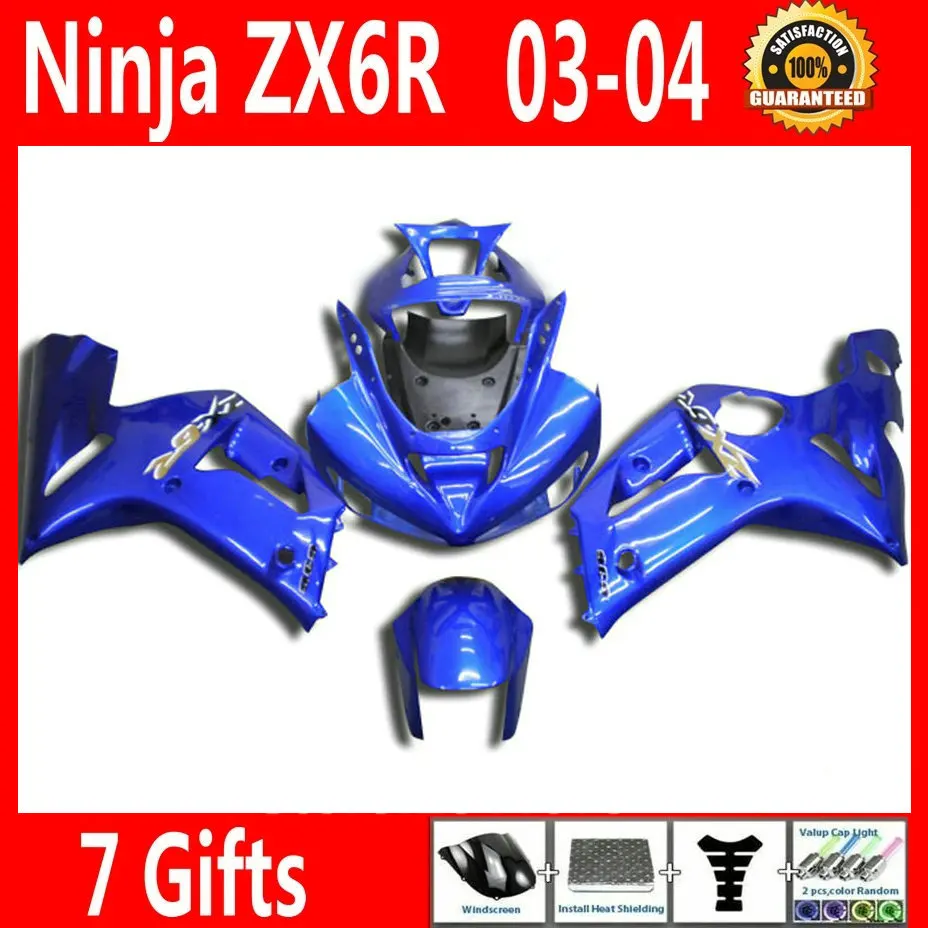 

Injection molded high quality fairing kit for Kawasaki Ninja ZX6R 03 04 blue fairings set ZX6R 2003 2004 RY69