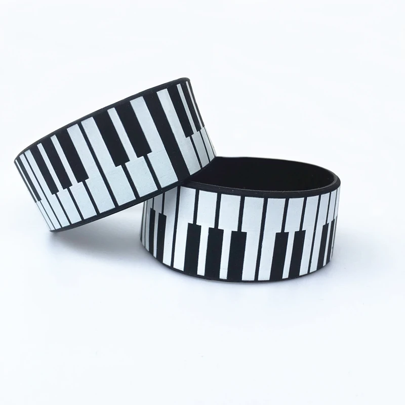 

PBR181(1), Wide Black White Piano Keys Music Concert Wristband Silicone Rubber Bracelets Give Away Gifts