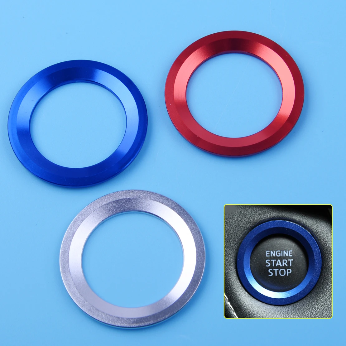 beler Car Ignition Engine Start Stop Push Button Cover Ring Trim For
