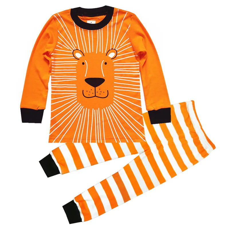 P839 Lion, Children boys pajamas, long sleeve cartoon sleepwear sets for 1 7 yearin Pajama Sets