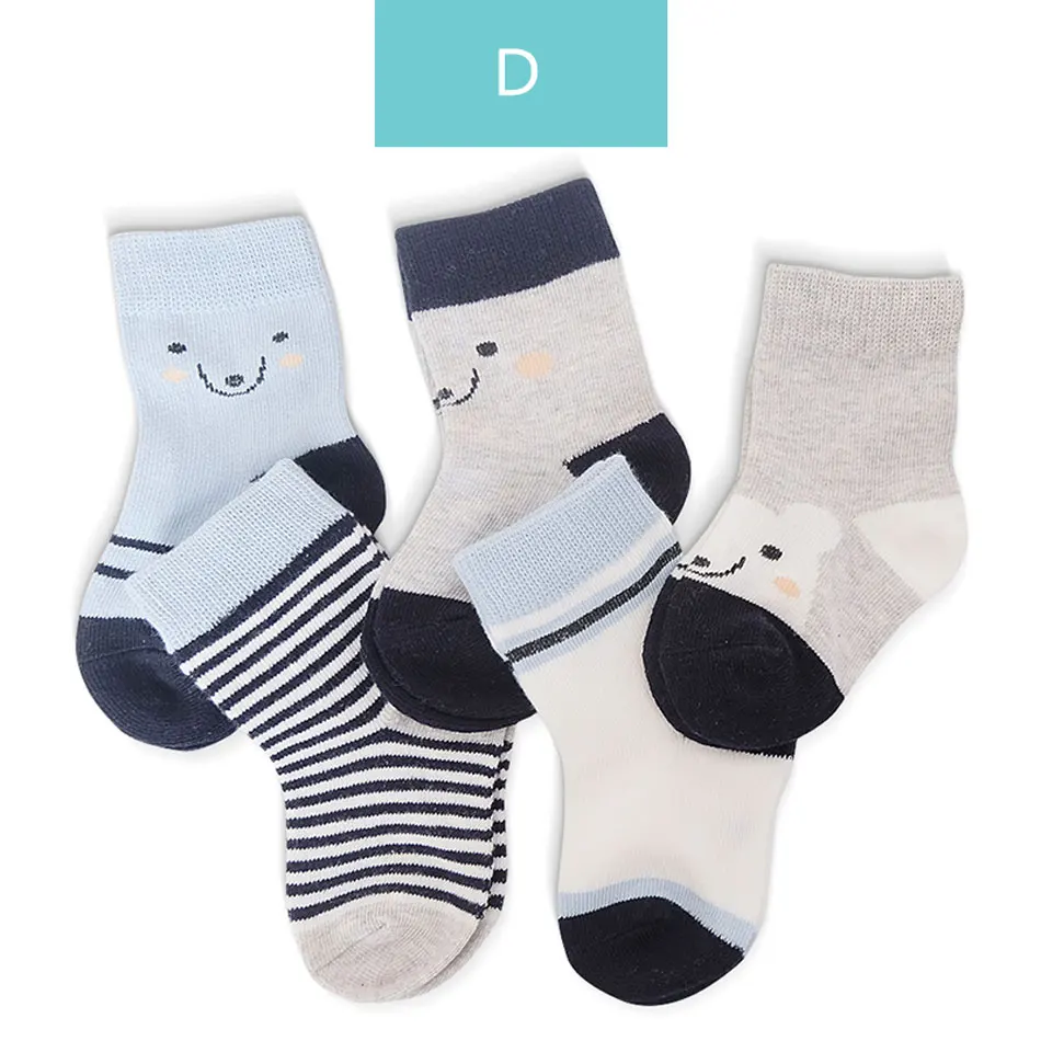 HappyFlute/5 пар/лот; комплект Хлопковых Носков для малышей; сезон весна-осень-зима; новые носки для малышей - Цвет: E