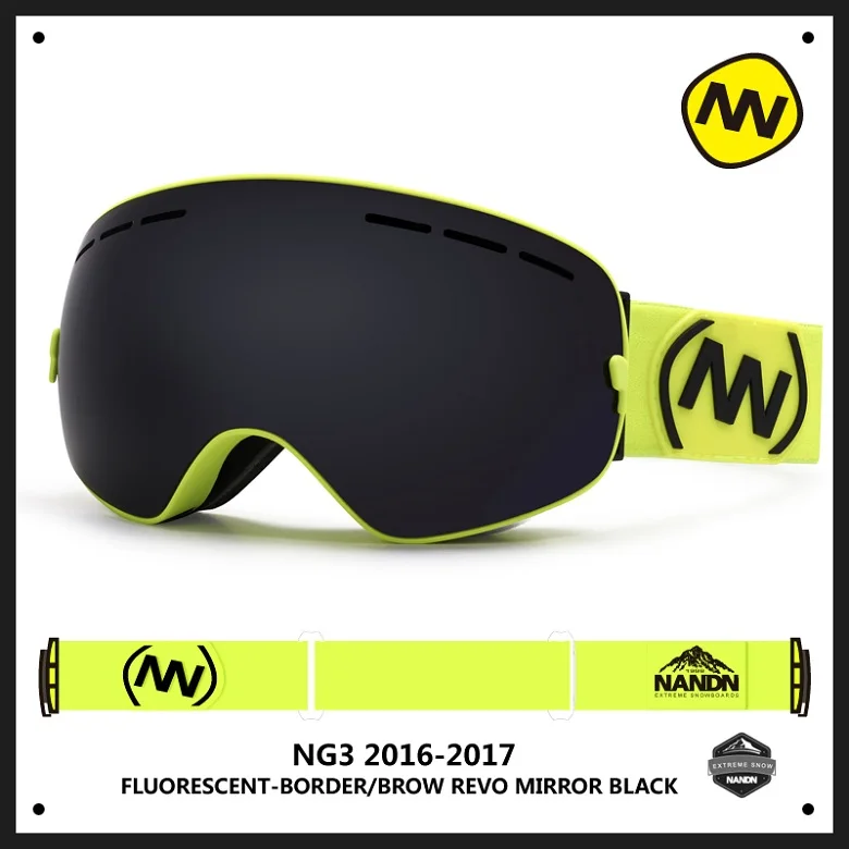 Nandn Брендовые спортивные Профессиональные горнолыжные очки Анти-туман UV400 лыжные очки с разметкой маска Лыжный спорт Сноуборд Для мужчин Для женщин горнолыжные очки - Цвет: 1
