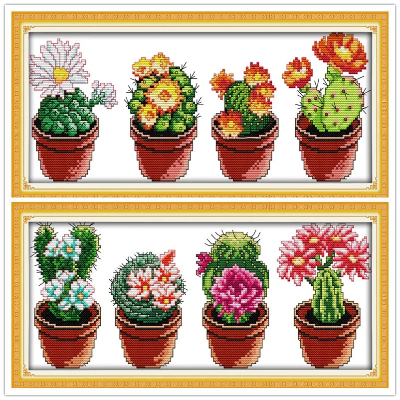 

New Arrive DIY Needlework Patchwork Beautiful cactus DMC Cross Stitch Kits for Embroidery Knitting Needles hobbies and crafts