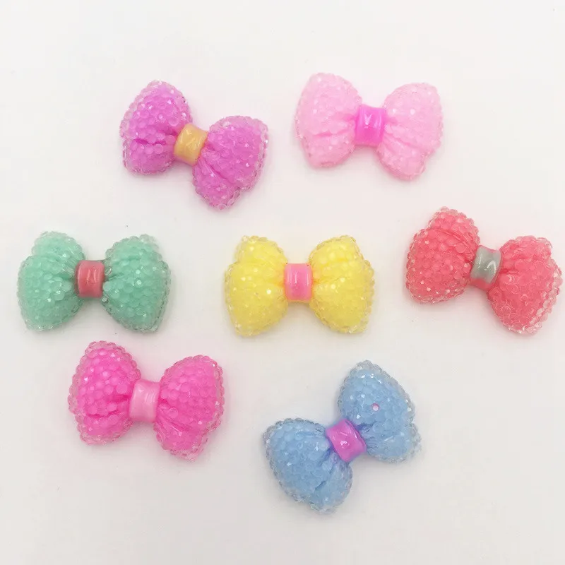 

Hot 10PCS 16*23mm Resin Candy Color BOW Rhinestone FlatBack Appliques Diy Crafts DIY resin ornaments K38