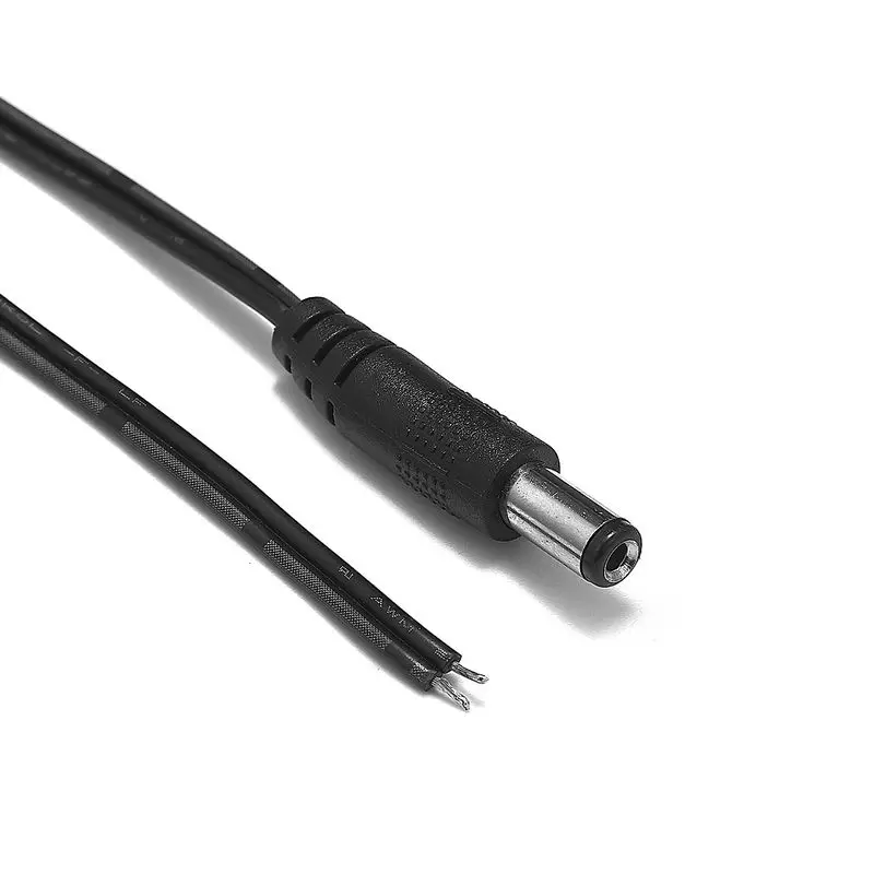 

500pcs 5050 RGBW LED Strip 5.5mm x 2.1mm Male 12V DC Power Connector Extension Cables 22AWG 2.9m Male Jack Plug Adapters Wires