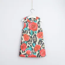 Повседневные модные прямые платья без рукавов с круглым вырезом для девочек, красные розы цветы, повседневные платья из хлопка