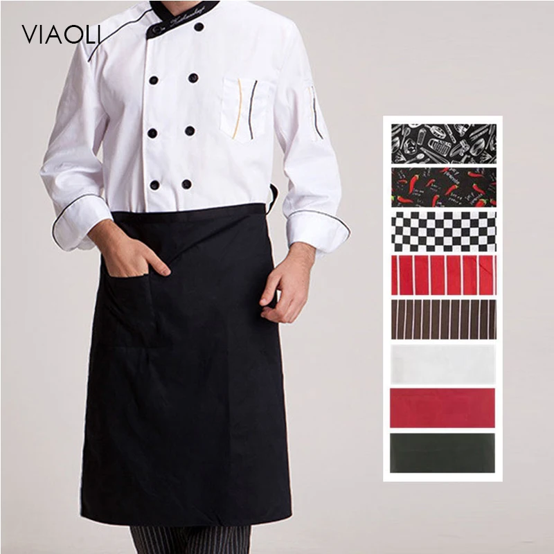 

Kitchen Cooking Apron Work Dining Half-length Long Waist Apron Catering Chefs Hotel Waiters Uniform Essential Supplies Wholesale