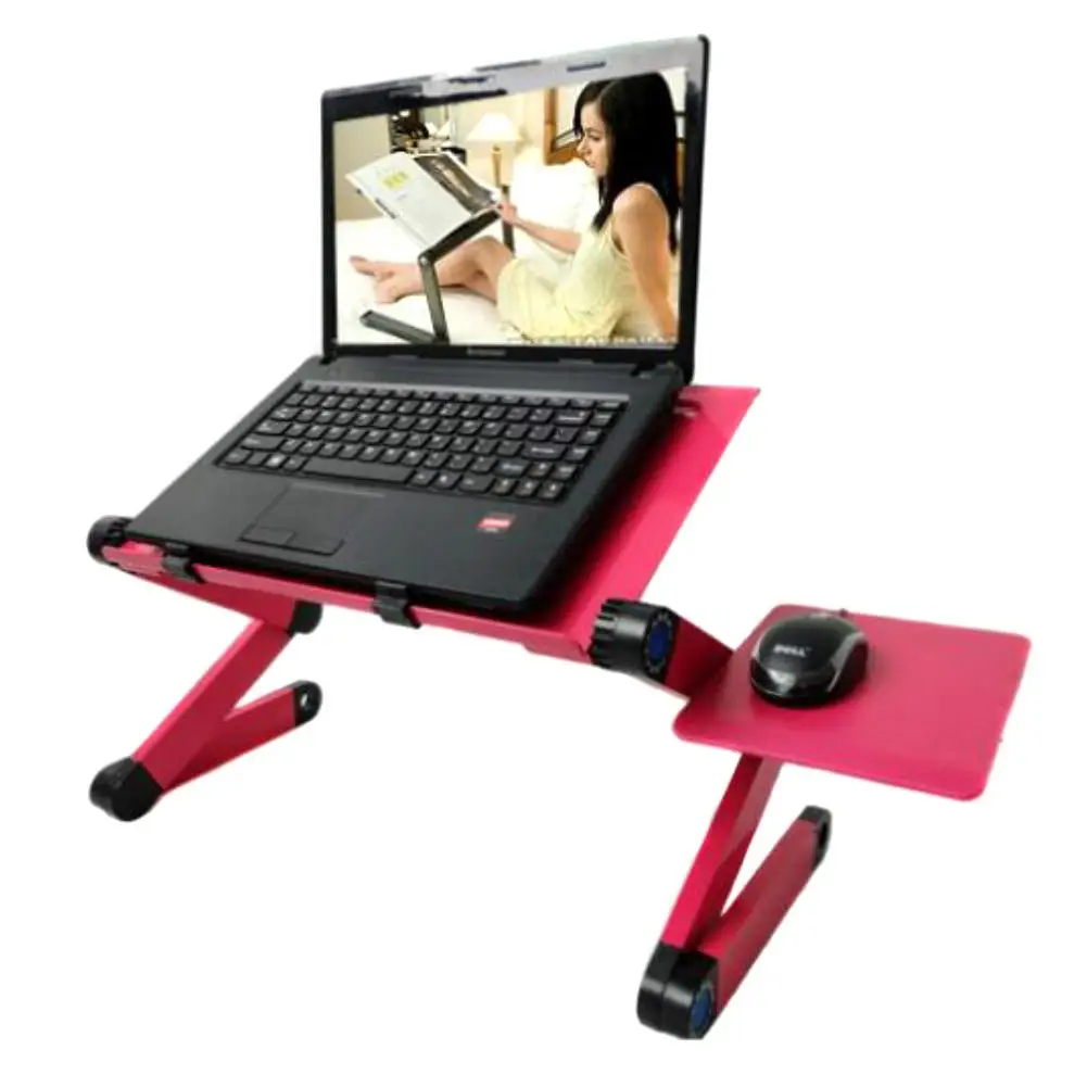 

Adjustable Aluminum Laptop Bed Desk Stand Table with Cooling Fans Mouse Pad HOT