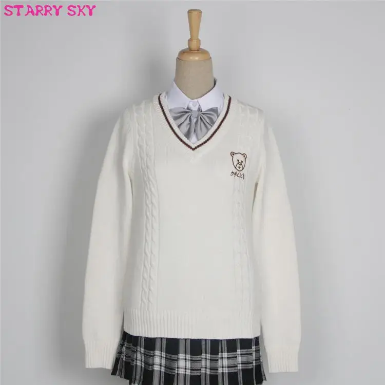

Japanese Campus Pullover Lovers Sweater Man Women Long Sleeve Girls Clothes British Style Sweaters Jk School Uniform Embroidered