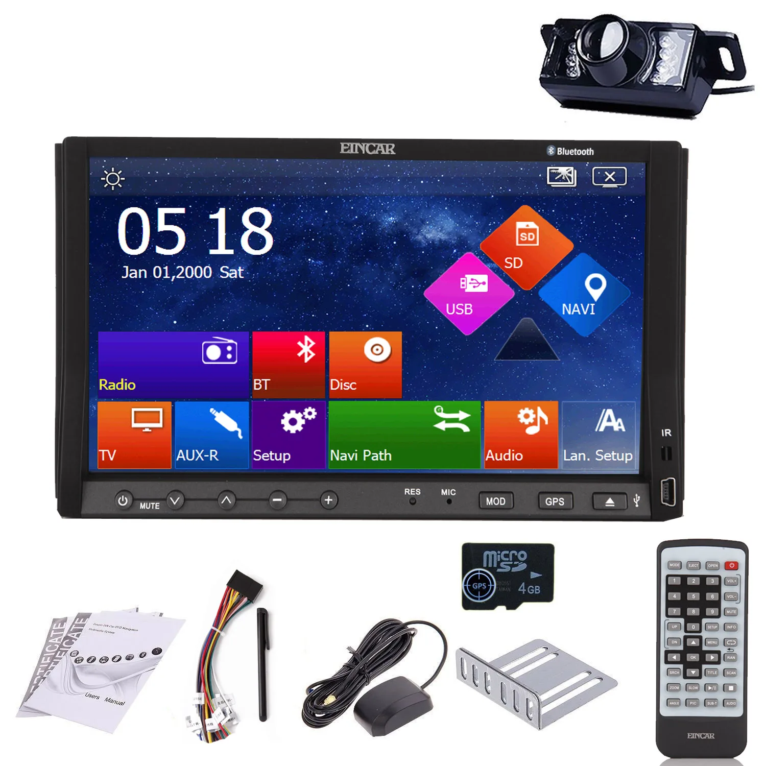 Excellent Music Radio 8GB GPS Map MP3 PC Logo Car DVD Player AMP SD 2 Din Autoradio Receiver Stereo In Deck Navigator CD 1
