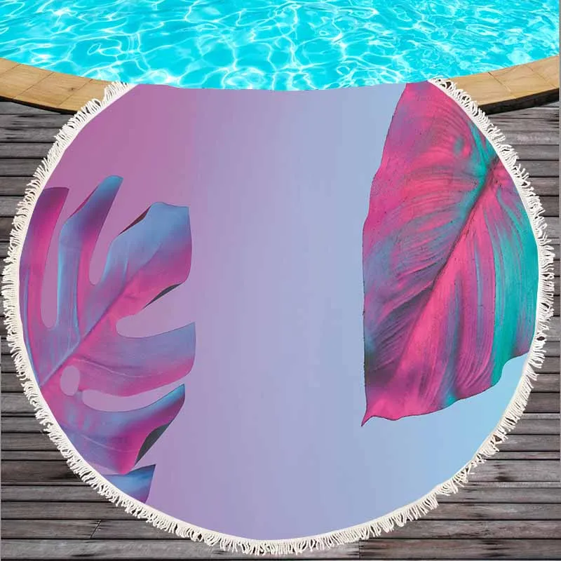 Cilected 9 вариантов красочные тропические листья толстые махровые круглые пляжные полотенца одеяло тропические пальмы Гавайский пляж гобелен Циновка для йоги