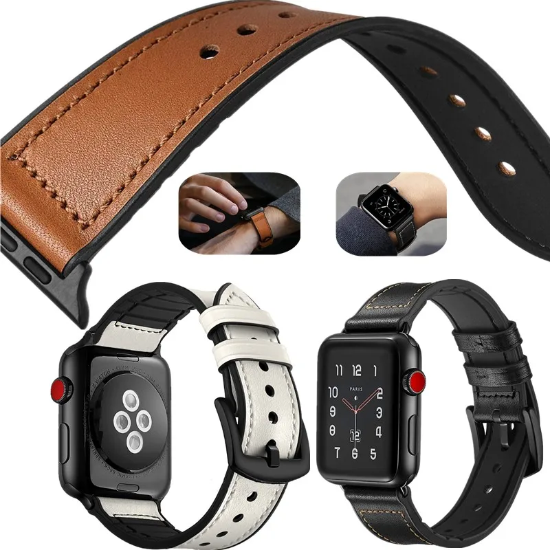 Чехол-накладка из искусственной кожи браслет для наручных часов Apple Watch версии 44/40