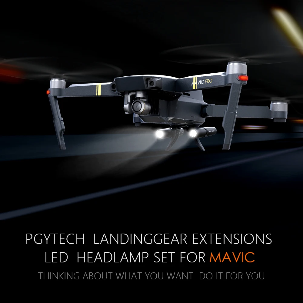 PGYTECH NEW Extended Landing Gear Leg Support Protector Extension LED Headlamp set Replacement Fit For Mavic