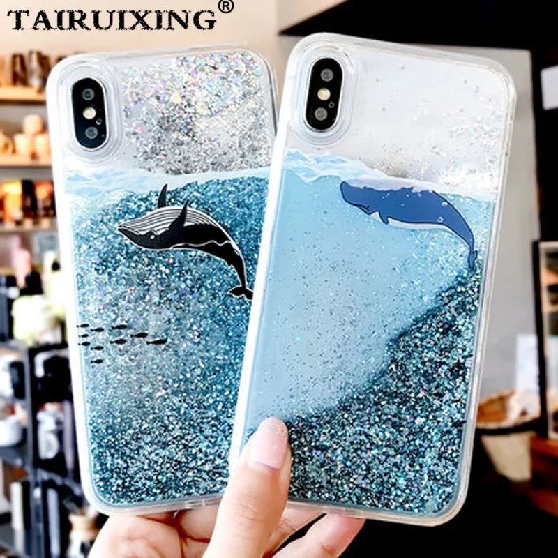 

Liquid Case For Huawei Enjoy 7S 8 Plus Nova 3i 2 Lite P10 P20 Lite Plus Honor 7C 8X Y9 Y7 2018 Cartoon Whale Soft Silicone Cover