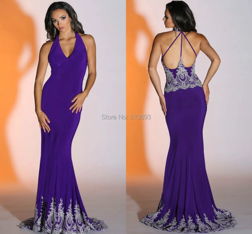 Buy New Arrival Halter Vestidos Long Backless Purple