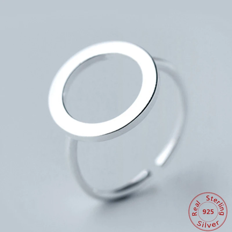 

100% Genuine 925 Sterling Silver Round Finger Open Rings for Women Simple Style Jewelry Gift Prevent Allergy