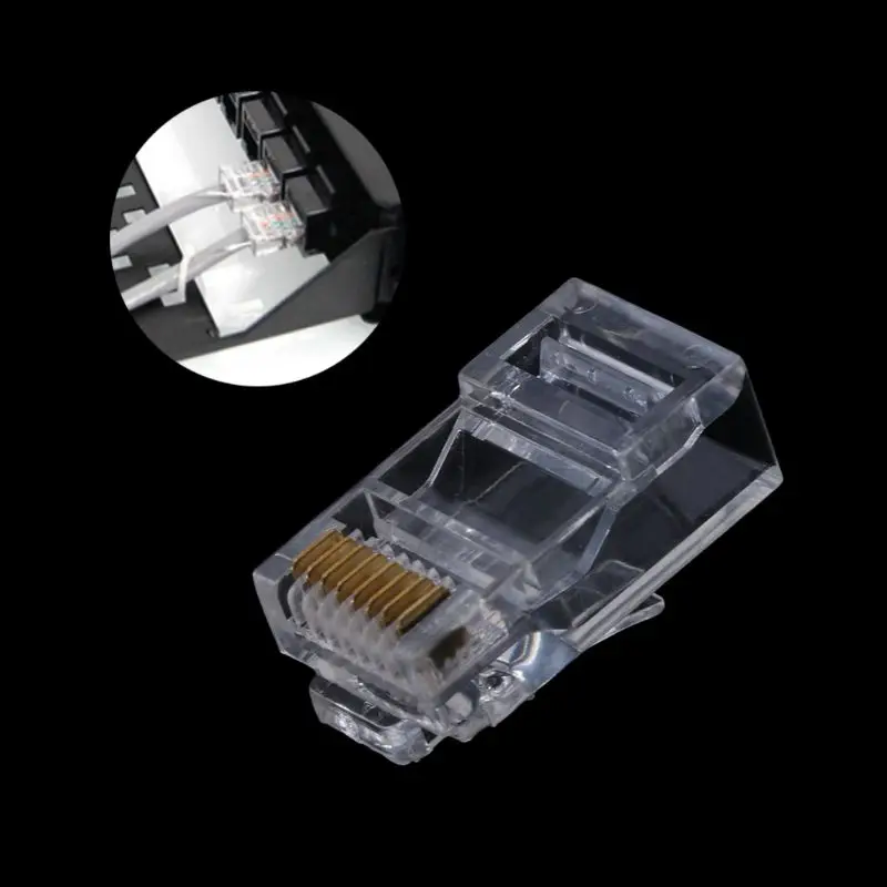 Hot Sale 500pcs 8 Pin Gold plated RJ45 Network Modular Plug Cat5 CAT5e Connector