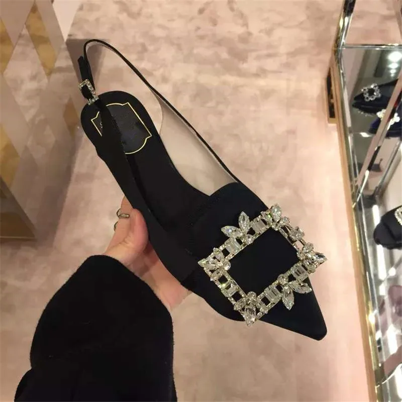 

Fashion Crystal Design Women Sandals Sexy Pointed Toe Summer Shoes Woman Gladiator Sandalia Feminina Chunky Heels Party Shoes