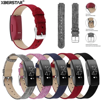 

Leather Wristband Strap for Fitbit Inspire/Inspire HR Smartwatch Replacement Nylon Woven Fabric Canvas Watch Band Strap Bracelet