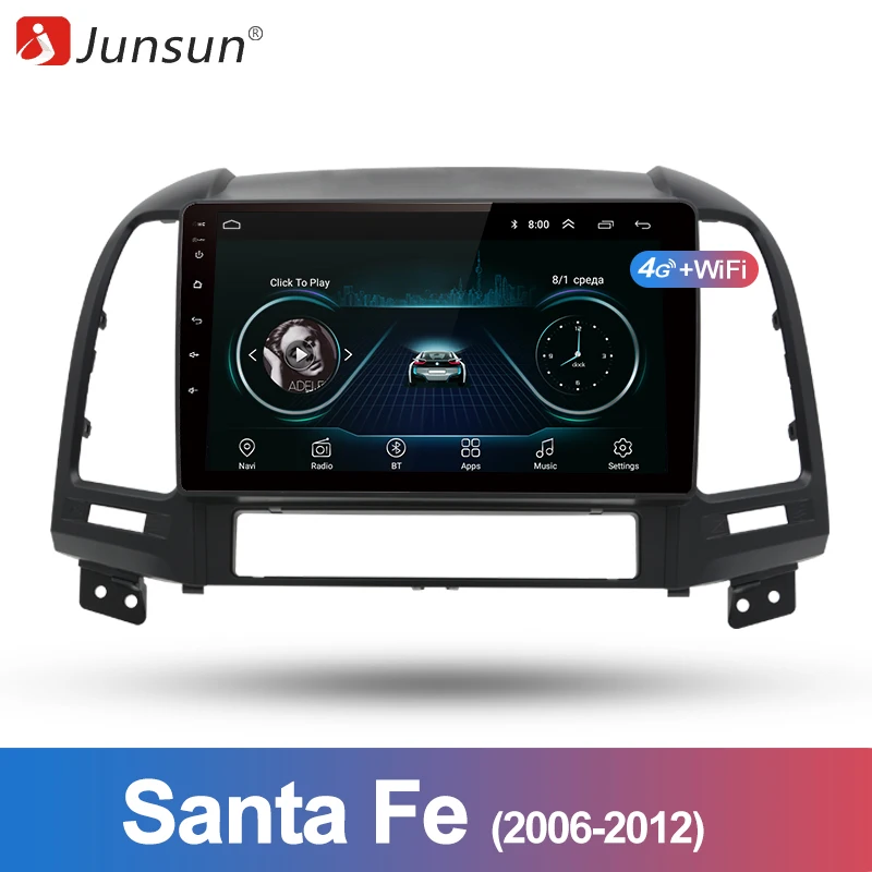 

Junsun 2 Din Multimedia Video Player Android 8.1 GPS Navigation Radiofor Hyundai Santa Fe 2 2006 2007-2012 sedan no dvd slot