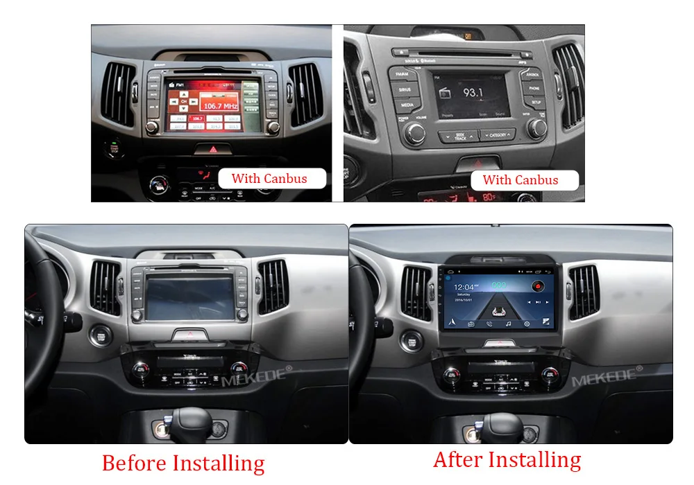 Top Wholesale! Android 8.1 Quad Core Car DVD Player GPS Navi for KIA Sportage 2010-2015 with Audio Radio Stereo Head Unit 7