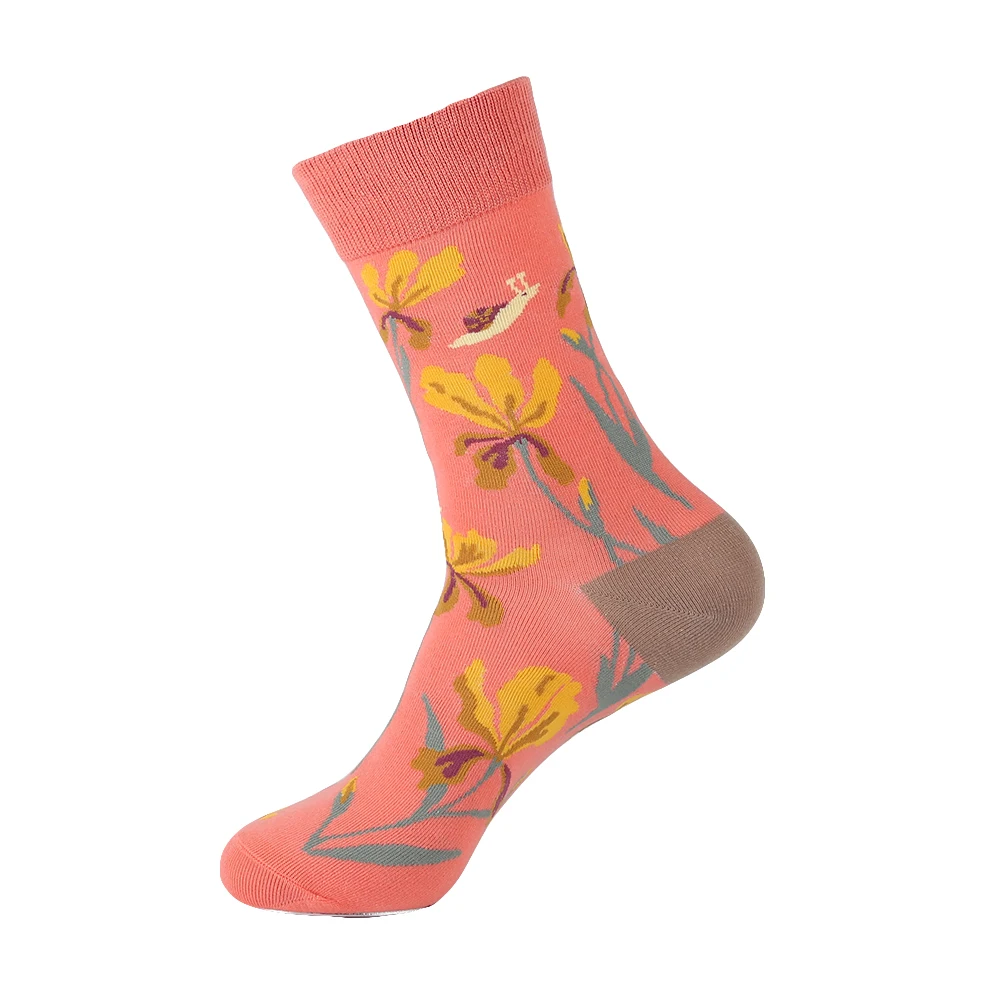 VPM, мужские носки из чесаного хлопка, Harajuku, цветные, веселые, забавные, с птицами, пчелами, нарядные носки для мужчин, для свадьбы, рождественский подарок