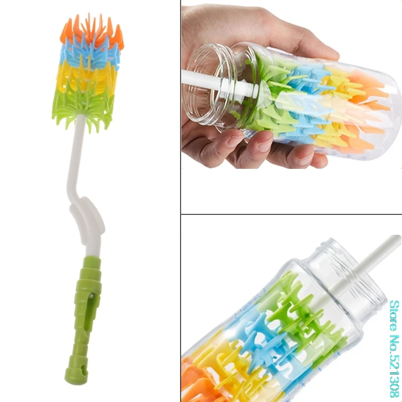 

360 Rotation Silicon Baby Milk Feeding Bottle Brush Nipple Cleaning Tools