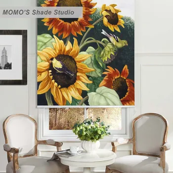 

MOMO Blackout Painting Window Curtains Roller Shades Blinds Thermal Insulated Fabric Custom Size,PRB set412-415