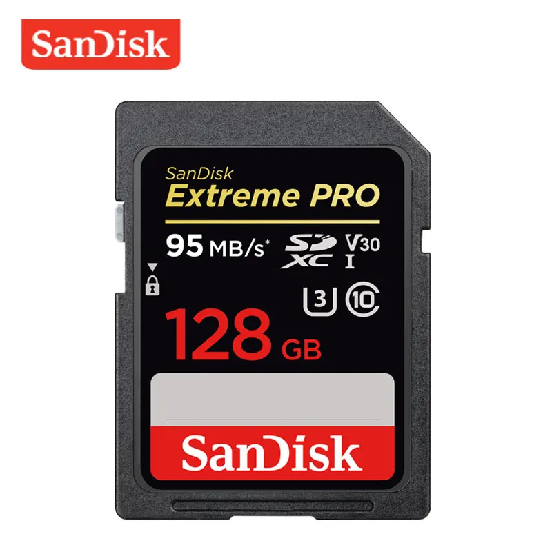 SanDisk Extreme Pro SD карта 32 ГБ, 64 ГБ и 128 ГБ U3 SDHC/SDXC Class10 V30 95 МБ/с. Поддержка карт памяти 4 K UHD для Камера/DV/зеркальные