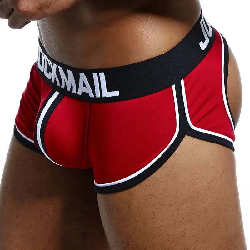 JOCKMAIL, сексуальное мужское нижнее белье, боксеры, шорты, открытая спина, ягодицы, хлопок, открытая спина, гей, мужское нижнее белье, бандаж, cuecas, Гей Трусы