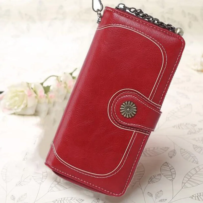 

Baellerry Hot Pendent Wallet Women Wallets Clutch Ladies Leather Wallet Vintage Flower Lock Purse Women Money Bag Strap Vallet