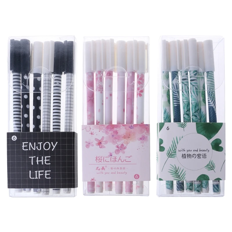 

6pcs/bag Green Plants Sakura Gel Pen Kawaii School Office Supply Stationery Gift