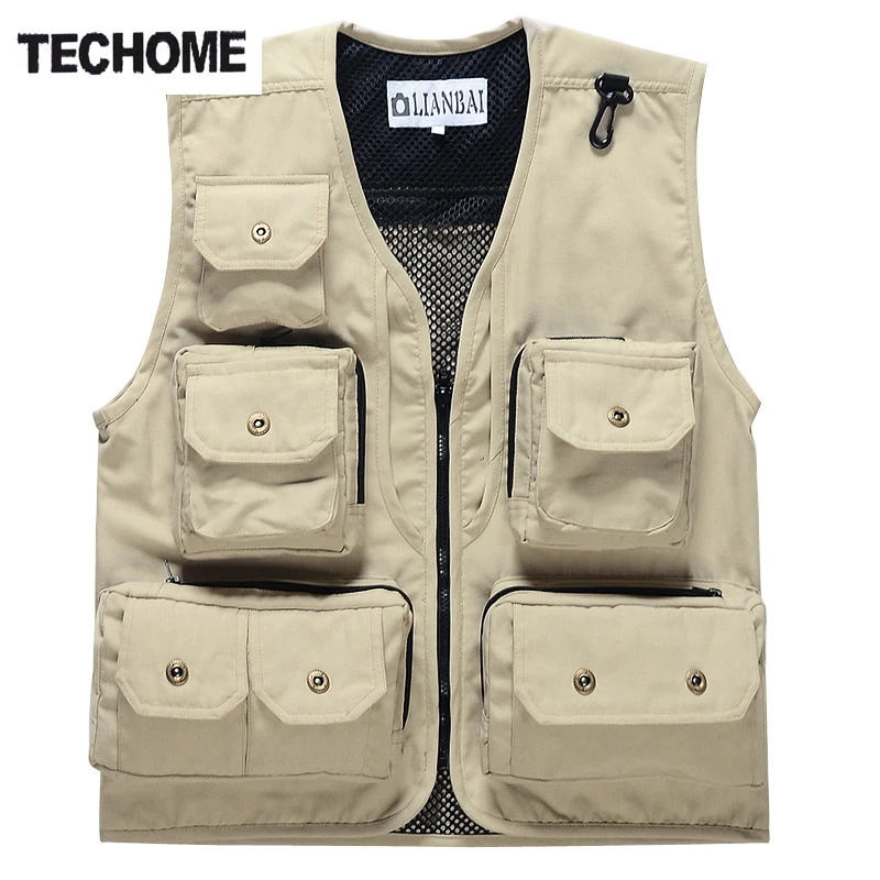 

2016 New Summer Mesh Vest Multi-pocket Out-door Vest Photography Vest Working Waistcoat men vest Plus size M-XXXL free shipping
