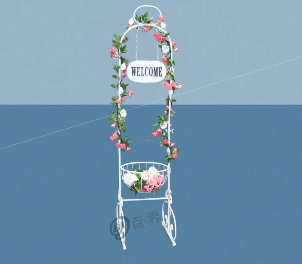 

standing pergola welcome banner flower basket Welcome to the decoration Wedding reception rack welcome card