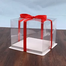 6/8 дюймовая прозрачная коробка для торта, пластиковая упаковочная коробка для торта на день рождения, квадратная Подарочная коробка, 8 шт./партия