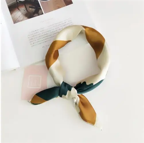 Summer New Fashion Elegant Women Square Silk Feel Satin Scarf Skinny Retro Head Neck Small Vintage Hair Tie Band For Women Girl