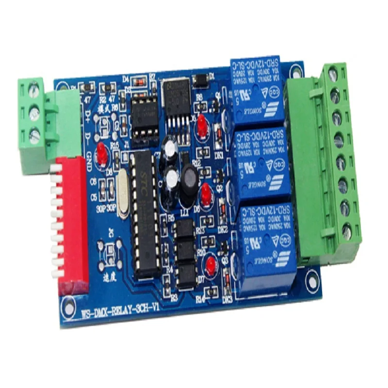 Высокое качество 5 шт. DC12V 10A * 3 канала dmx512 Реле использовать для светодиодной