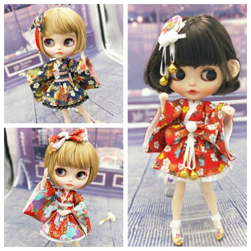 1 Набор = 4 шт. новая одежда модное японское кимоно с резинкой для волос кукол Blyth