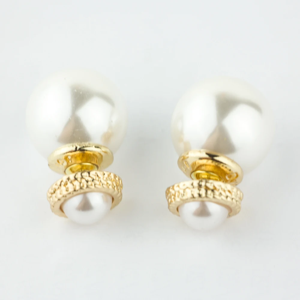 Apdkrasota Free Shiping Fashion Women Pearl Stud Earrings Gold Plated