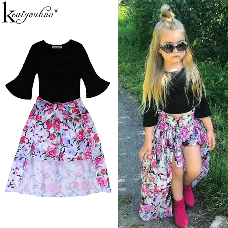 

Girls Clothes Sets 2018 Summer Kids Clothes Fashion Tracksuit For Baby Girl Clothes T-shirt+Shorts+Skirt 3 Pcs Children Clothing