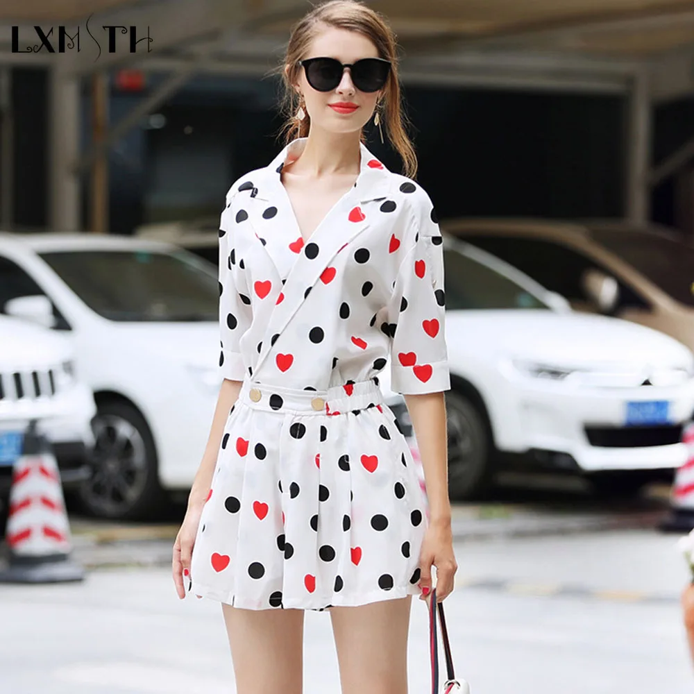 LXMSTH Summer Short Rompers Women Half Sleeve Print Wide Leg Chiffon