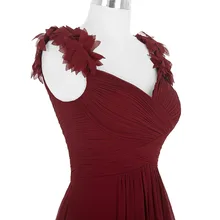 Kate Kasin Long Dress 2017 Sexy V Neck Ruched Padded Burgundy Formal Wedding Party Dress Robe Vestidos Women Dresses Clothing