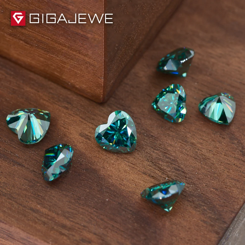 GIGAJEWE Moissanite огранка сердца зеленый 1ct 6 5 мм VVS1 Лаборатория алмаз свободный камень