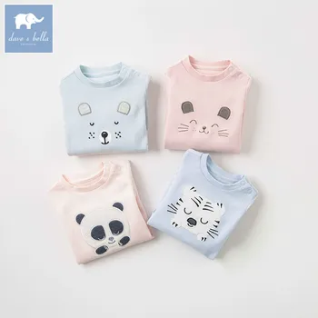 

DBZ9301 dave bella autumn new born baby animals print romper infant toddler clothing kids jumpsuit children soft wear