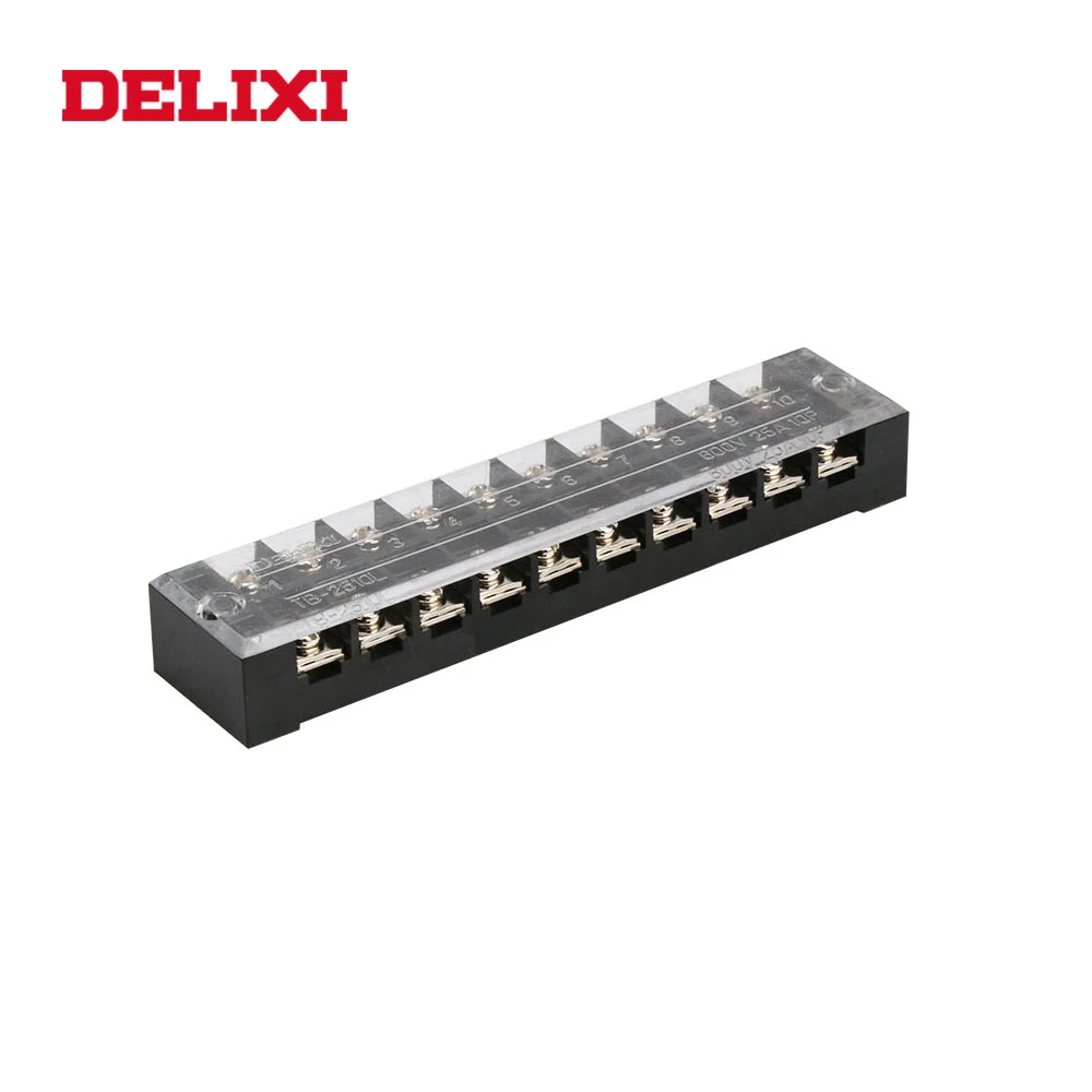 DELIXI 10 шт. двухрядная Клеммная колодка полосы TB1505 600 в 15A 5 позиций Электрический провод соединитель клеммные барьерные блоки