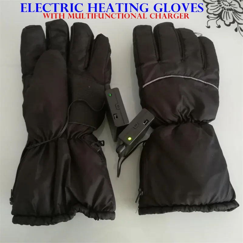 Smart Electric Heated Gloves,Ski Waterproof AA Rechargeable Battery Self Heating,4 Fingers&Hand Back Heated Windproof Gloves